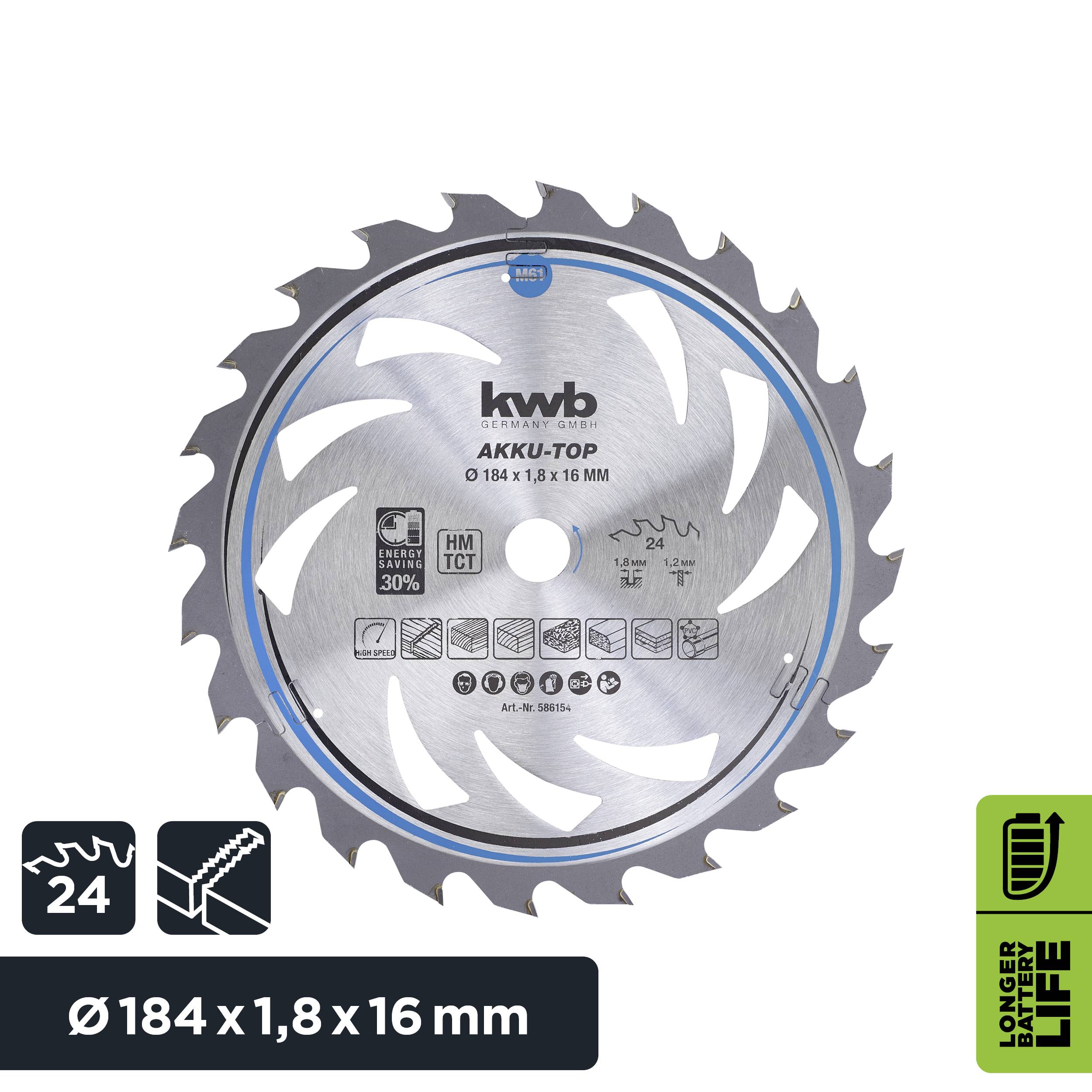 Kwb 586154 Hartmetall Kreissägeblatt 184 x 16 x 1.2 Zähneanzahl: 24 1St.
