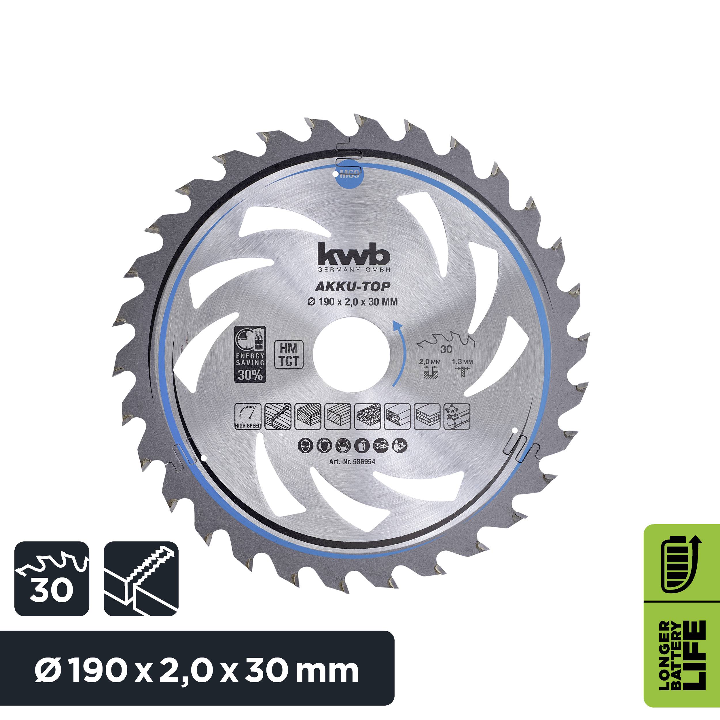 Kwb 586954 Hartmetall Kreissägeblatt 190 x 30 x 1.3mm Zähneanzahl: 30 1St.