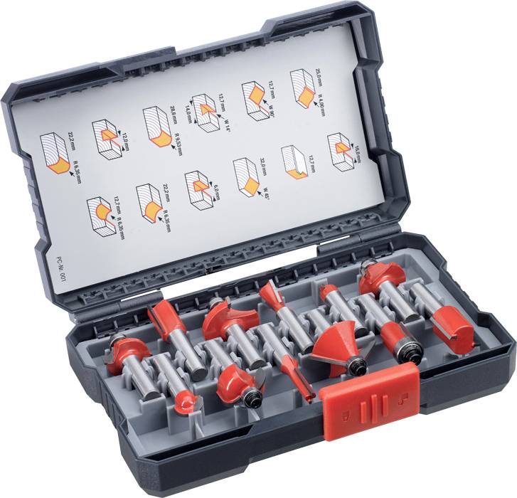 Kwb 757295 Oberfräsersatz Hartmetall Schaftdurchmesser 8 mm 12teilig