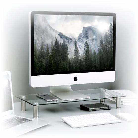 TECHly ICA-MS-461E Monitor-Erhöhung Höhen-Bereich: 80 bis 130 mm Weiß, Transparent