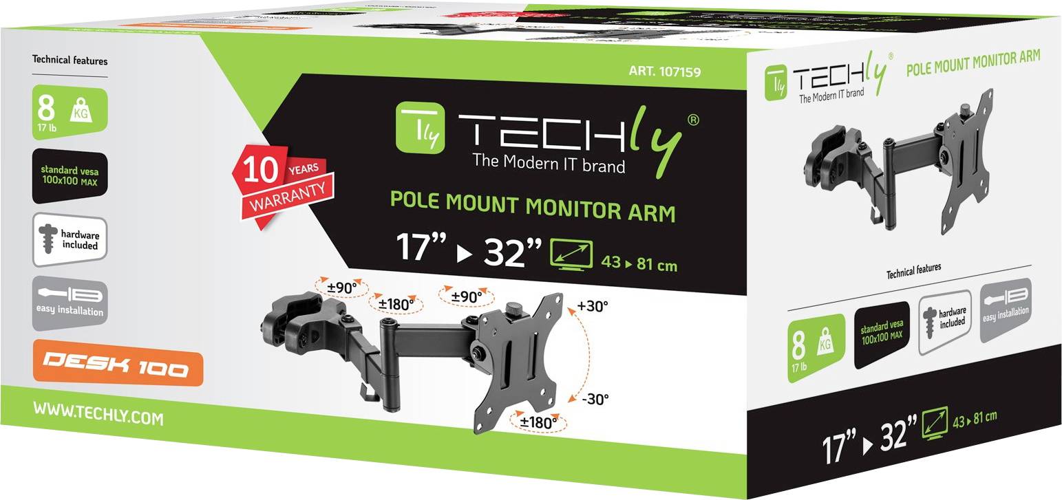 TECHly ICA-LCD-110BK Monitorhalterung 43,2 cm (17") - 81,3 cm (32") Schwarz Rotierbar, Neigbar, Schwenkbar