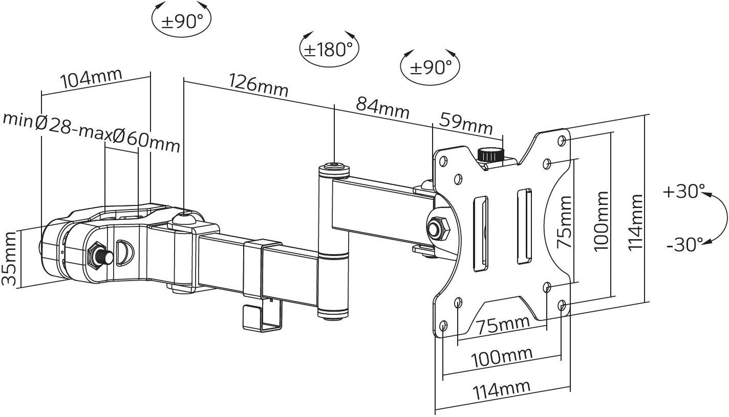 TECHly ICA-LCD-110BK Monitorhalterung 43,2 cm (17") - 81,3 cm (32") Schwarz Rotierbar, Neigbar, Schwenkbar