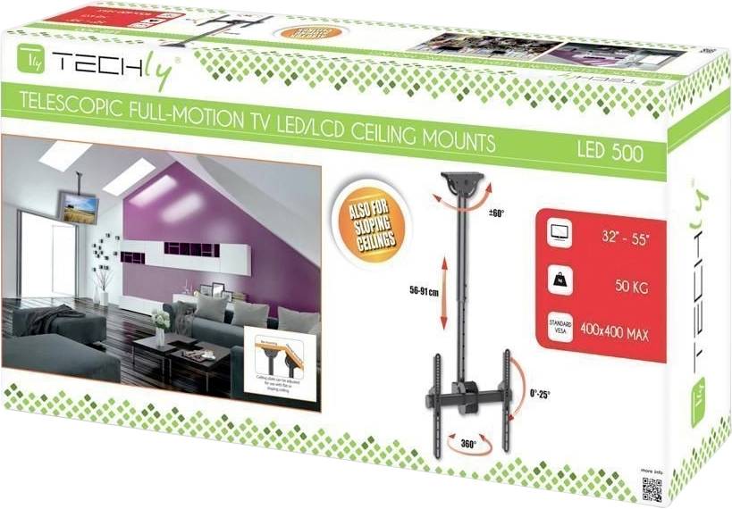 TECHly ICA-CPLB-944S TV-Deckenhalterung 81,3 cm (32") - 139,7 cm (55") Deckenhalter, Neigbar, Schwenkbar