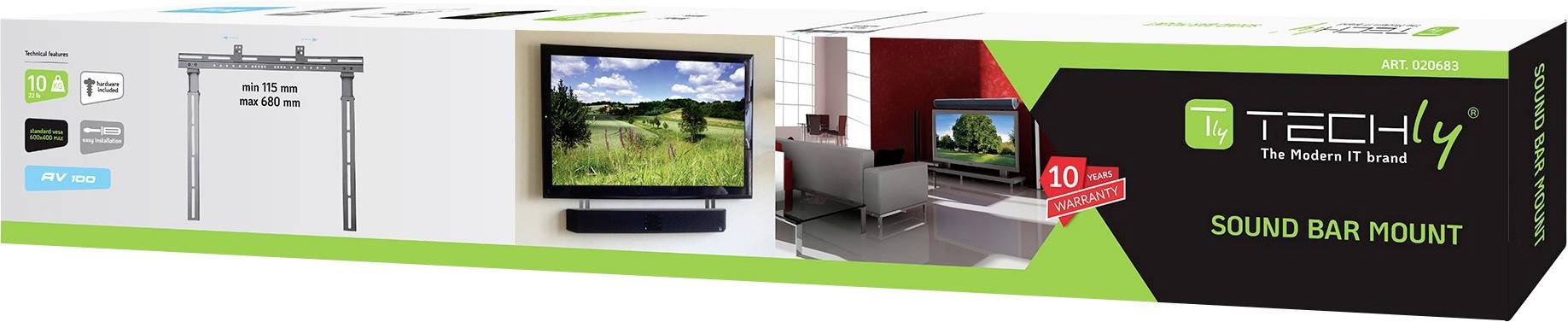 TECHly ICA-PLB-102S Soundbar-Halterung Starr Schwarz 1 St.