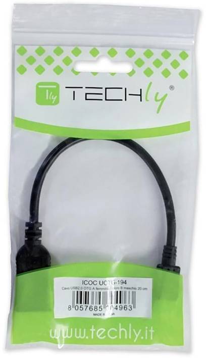 TECHly USB-Kabel USB 2.0 USB-Micro-B Stecker, USB-A Buchse 0.20 m Schwarz mit OTG-Funktion ICOC-UOTG-194