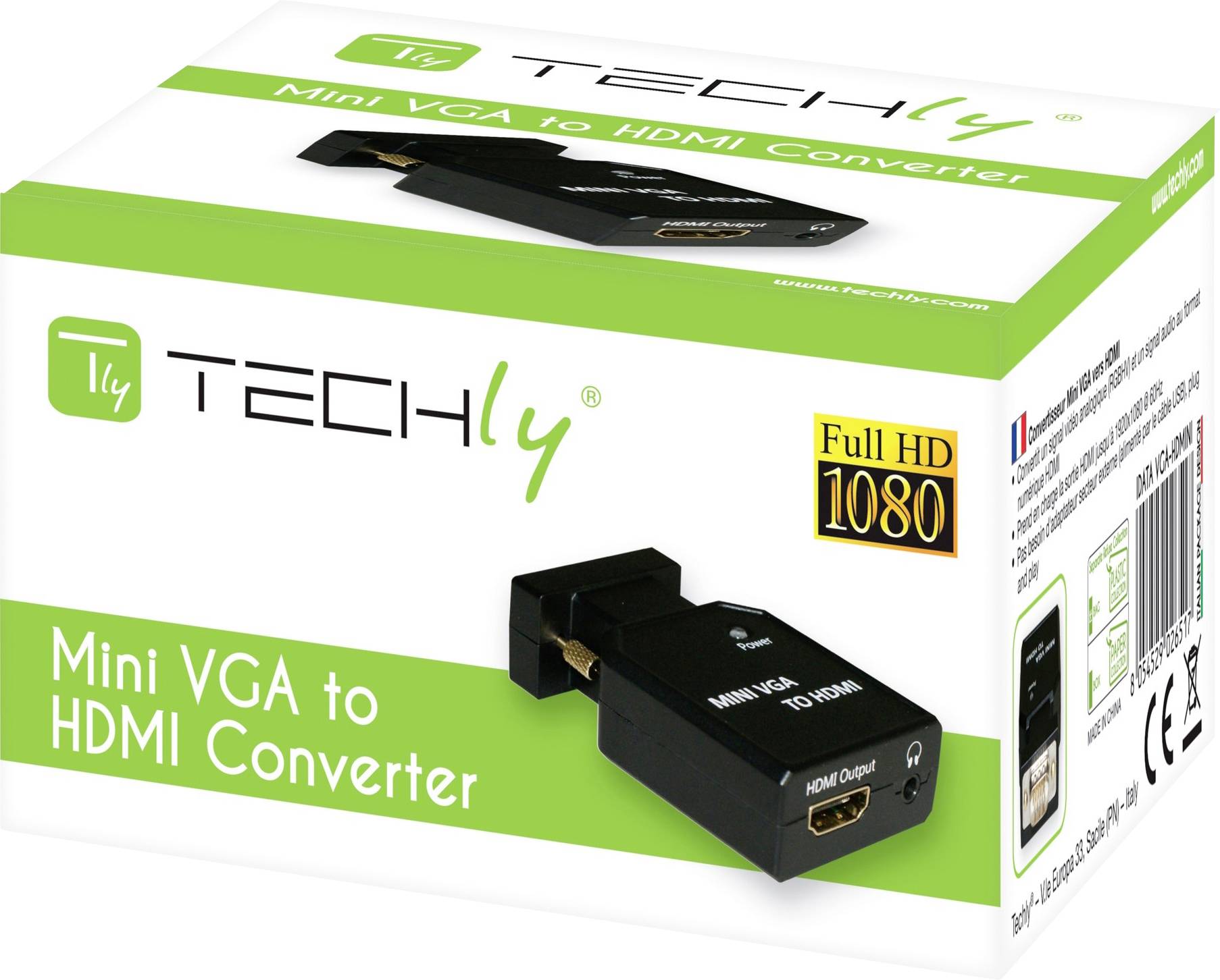 TECHly AV Konverter IDATA-VGA-HDMINI [HDMI, Klinke - VGA] 1920 x 1200 Pixel, 1680 x 1050 Pixel, 1440 x 900 Pixel, 1366 x 768 Pixel, 1280 x 960