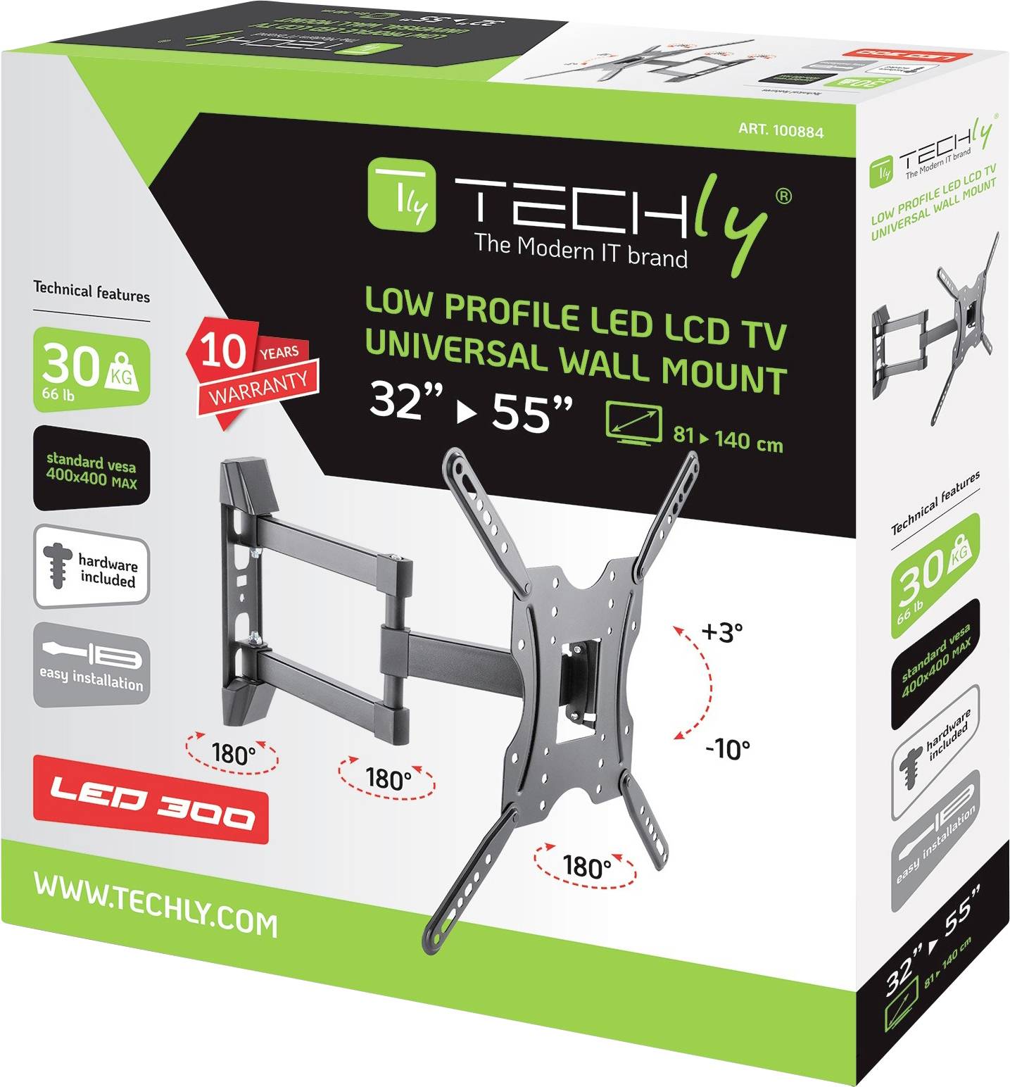 TECHly ICA-PLB-136E TV-Wandhalterung 81,3 cm (32") - 139,7 cm (55") Neigbar, Schwenkbar
