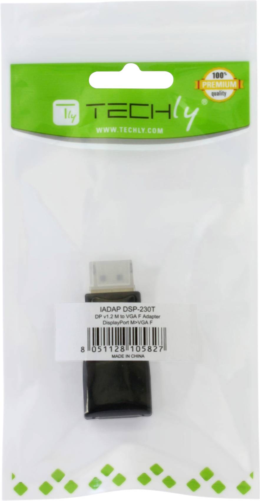 TECHly IADAP-DSP-230T DisplayPort / VGA Adapter [1x DisplayPort Stecker - 1x VGA-Buchse] Schwarz