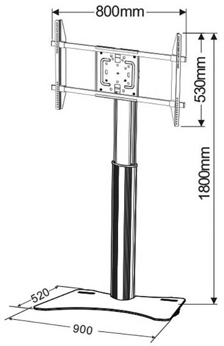 TECHly ICA-TR39 TV-Standfuß Höhenverstellbar 81,3 cm (32") - 177,8 cm (70") Bodenständer, Rotierbar