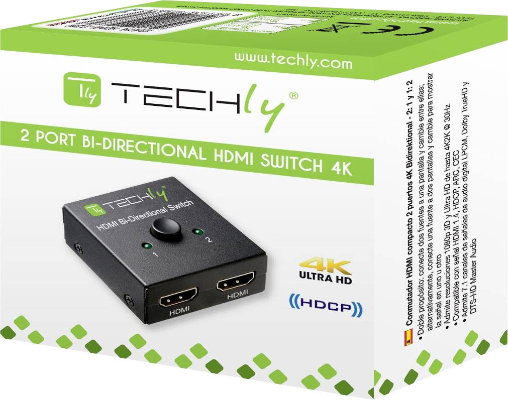 TECHly IDATA-HDMI-22BI2 HDMI-Switch LED-Anzeige 3840 x 2160 Pixel