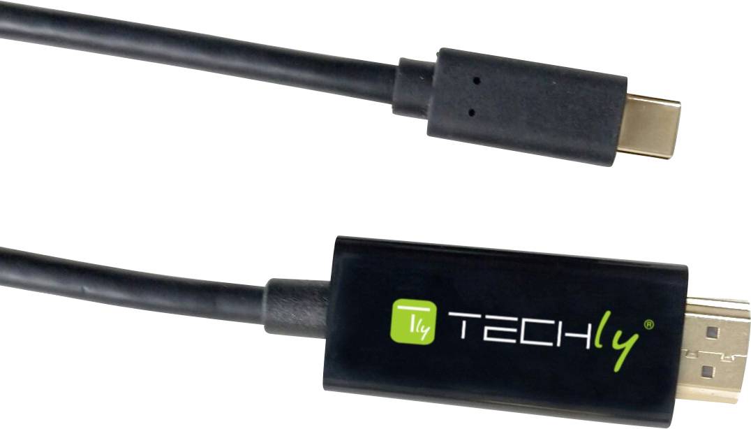 TECHly HDMI / USB-C® Anschlusskabel 2.00 m Schwarz IADAP-USBC-HDMI2TY HDMI-Kabel