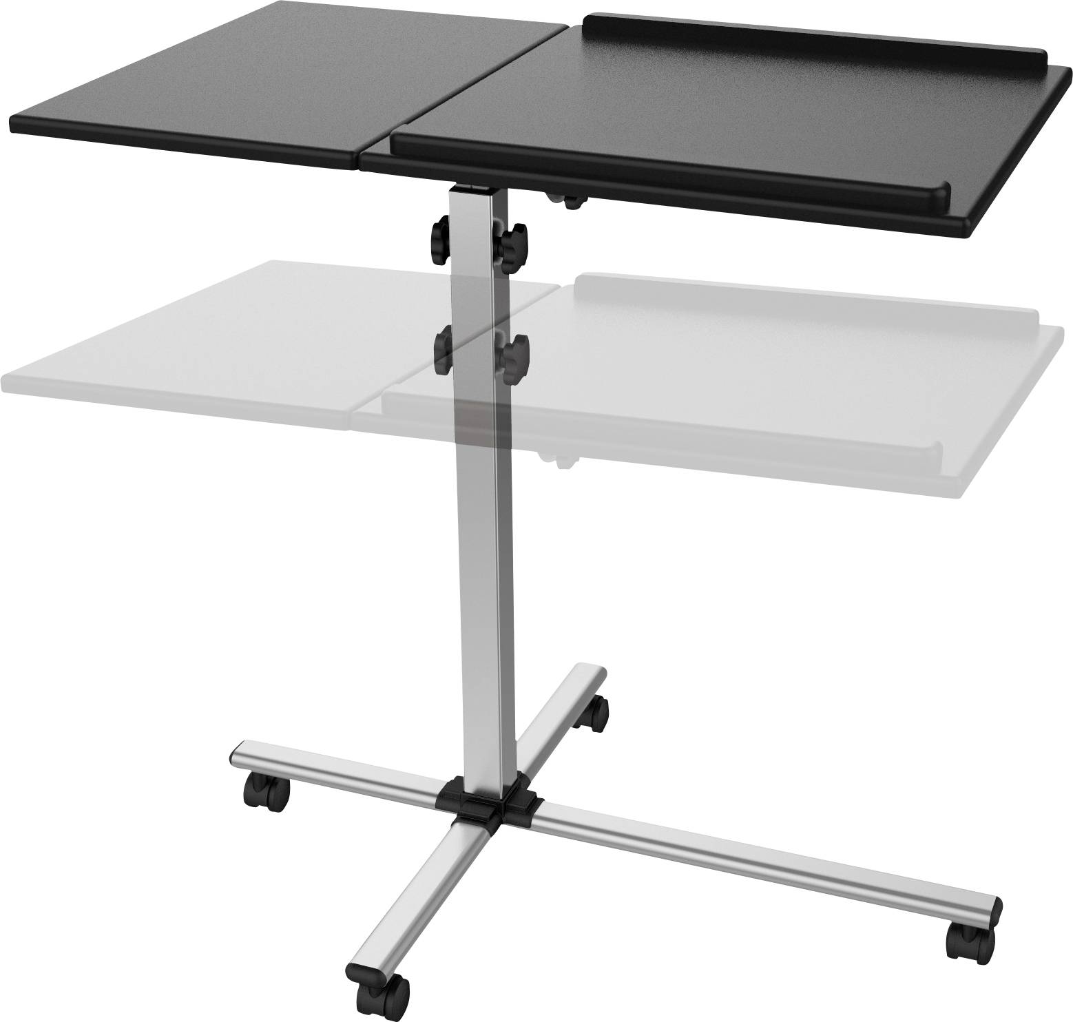 TECHly ICA-TB-TPM-2 TV-Rollwagen 1 Display(s) Schwarz Höhenverstellbar, Bodenständer, Notebook-Ablage, Schwenkbar