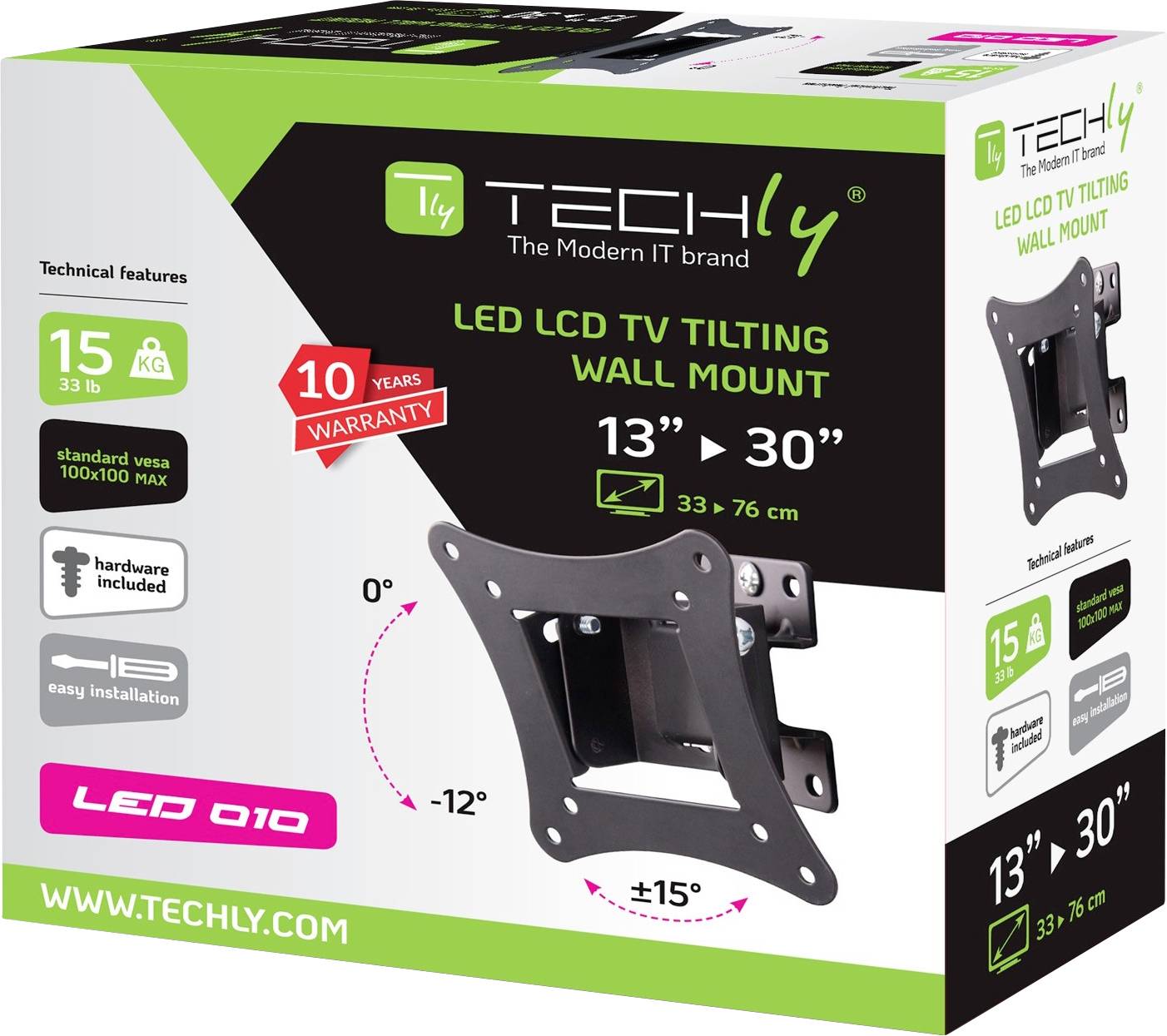 TECHly ICA-LCD-901 TV-Wandhalterung 33,0 cm (13") - 76,2 cm (30") Schwenkbar, Neigbar