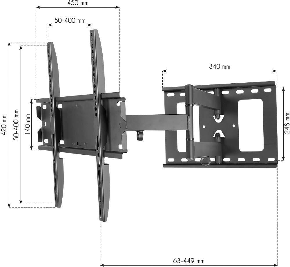 TECHly ICA-PLB-148M TV-Wandhalterung 58,4 cm (23") - 139,7 cm (55") Neigbar, Schwenkbar, Rotierbar