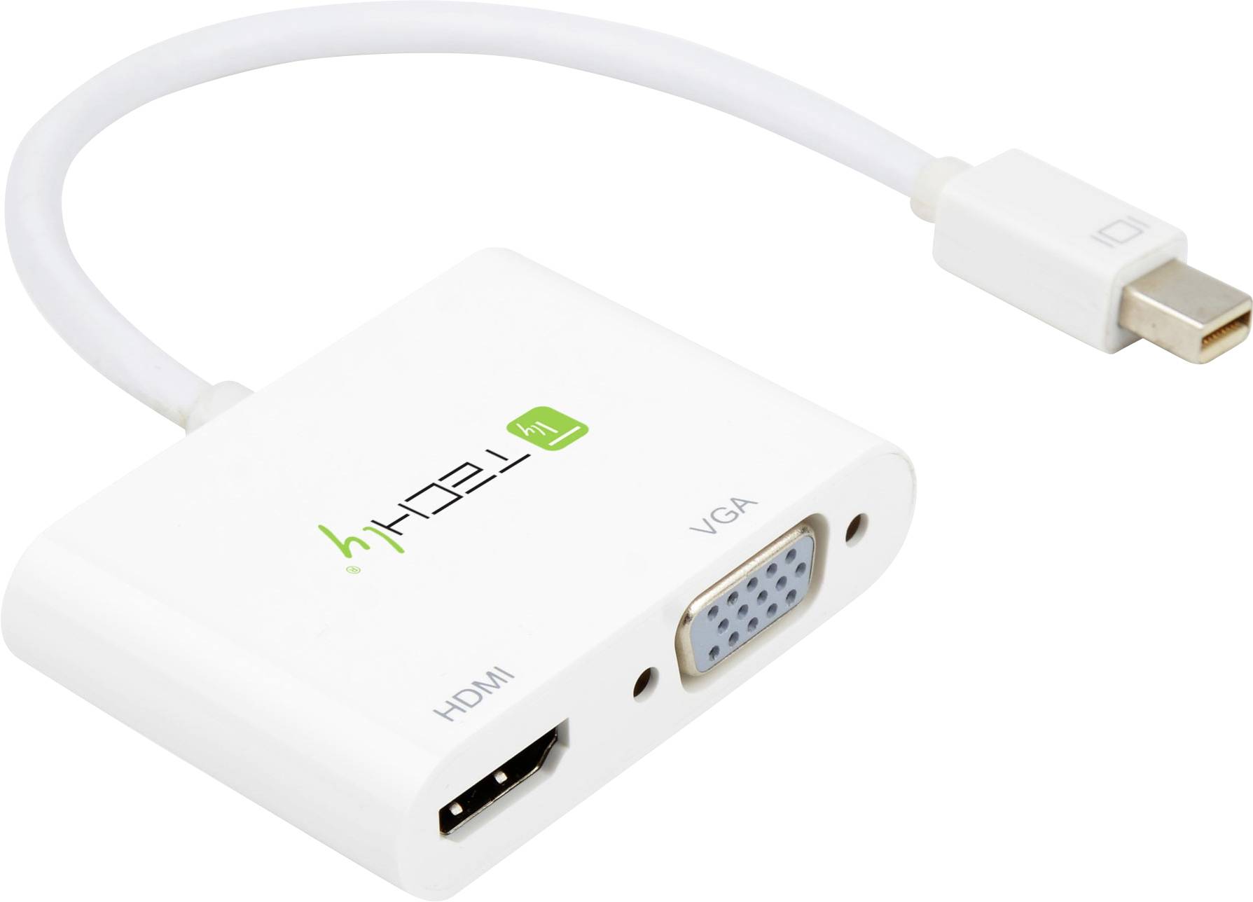 TECHly IADAP-MDP-VGAH12 HDMI / Mini-DisplayPort / VGA Adapter [1x Mini-DisplayPort Stecker - 2x HDMI-Buchse, VGA-Buchse] Weiß 0.15 m