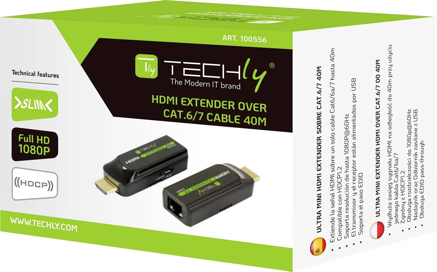 TECHly IDATA-EXT-E70S HDMI®, RJ45 Extender (Verlängerung) über Netzwerkkabel RJ45 40 m