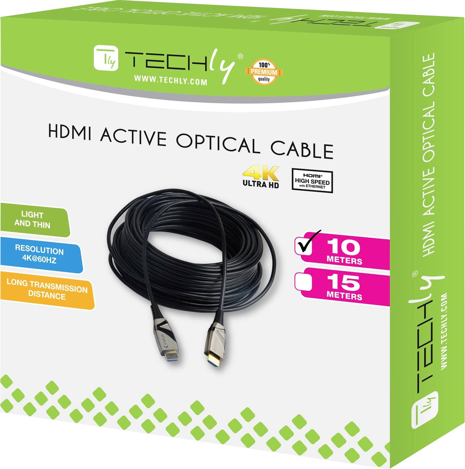 TECHly HDMI Anschlusskabel 10.00 m Schwarz ICOC-HDMI-HY2-010 HDMI-Kabel