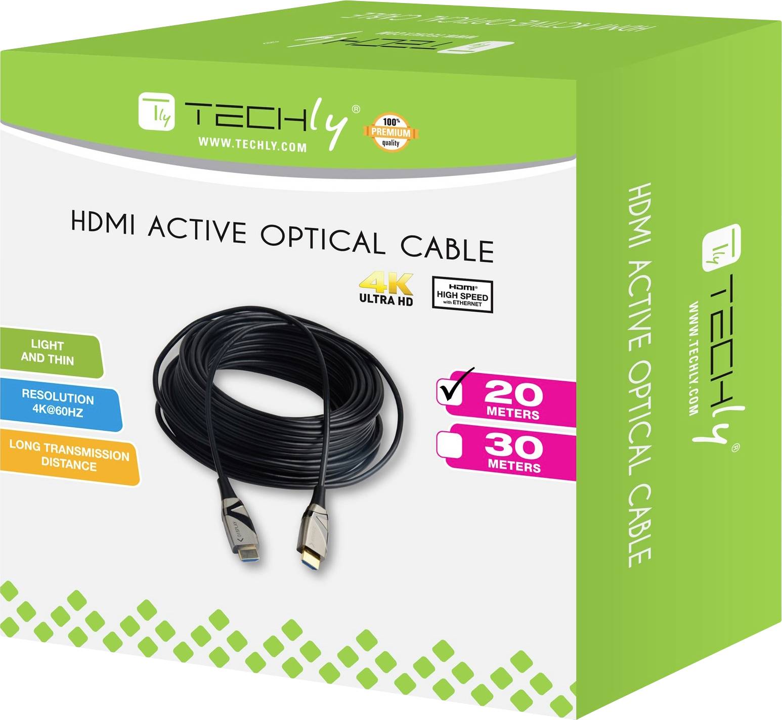 TECHly HDMI Anschlusskabel 20.00 m Schwarz ICOC-HDMI-HY2-020 HDMI-Kabel