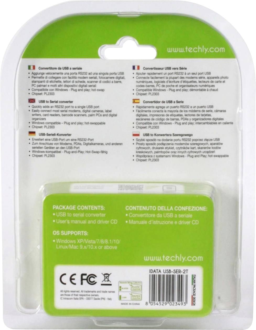 TECHly USB 2.0, Seriell Adapter [1x USB 2.0 Stecker A - 1x D-SUB-Stecker 9pol.] IDATA-USB-SER-2T 45.00cm