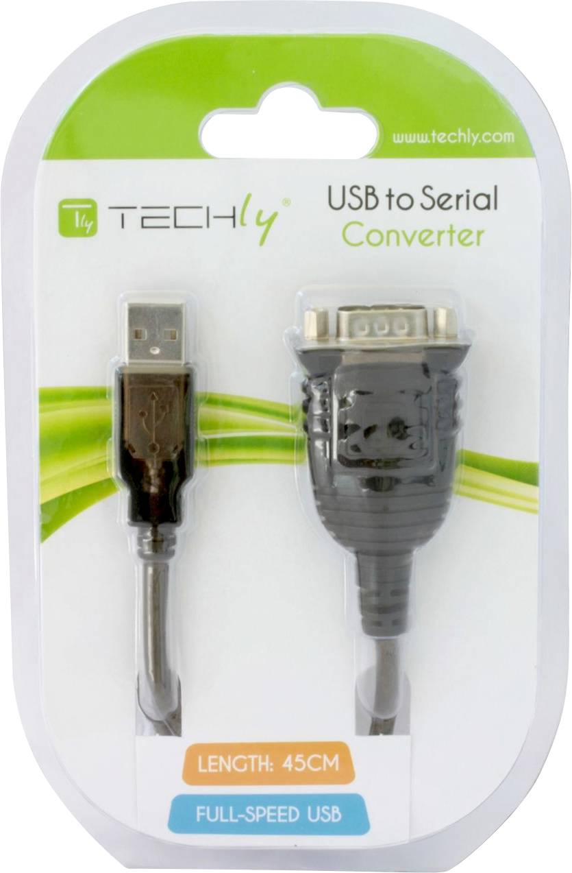 TECHly USB 2.0, Seriell Adapter [1x USB 2.0 Stecker A - 1x D-SUB-Stecker 9pol.] IDATA-USB-SER-2T 45.00cm