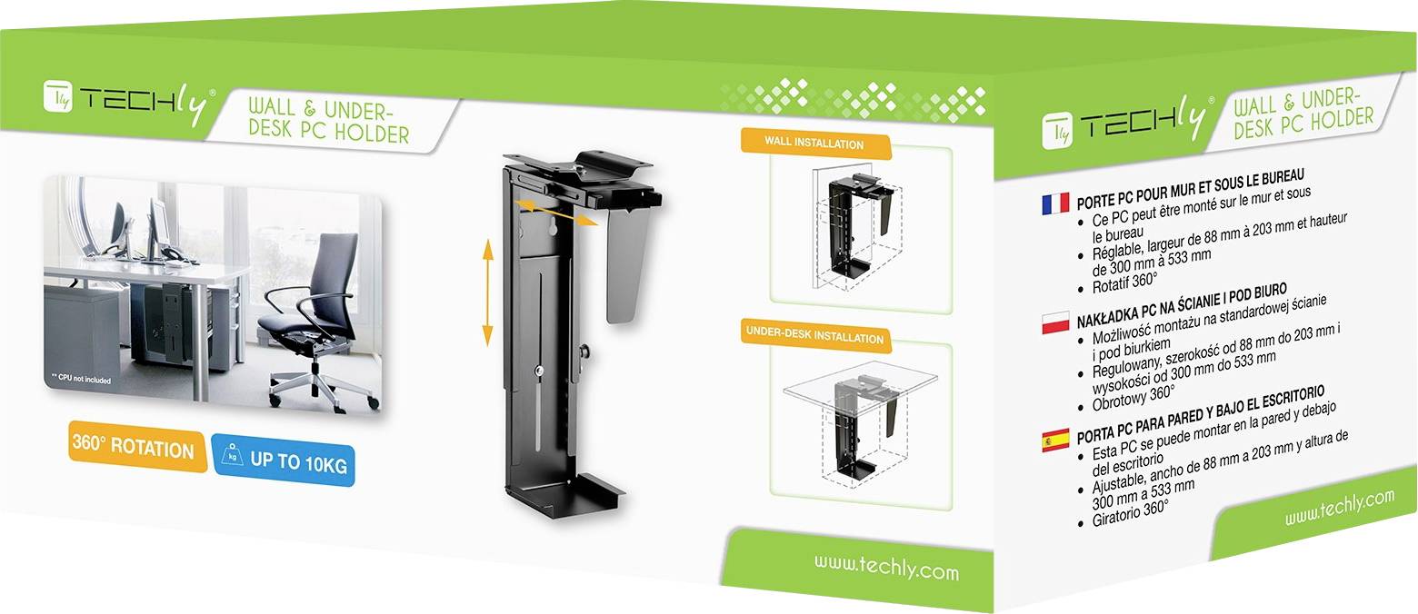 TECHly PC Halterung Tisch/Wand ICA-CS-66 ICA-CS-66 Schwarz Belastbar bis=10 kg