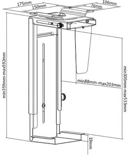 TECHly PC Halterung Tisch/Wand ICA-CS-66 ICA-CS-66 Schwarz Belastbar bis=10 kg