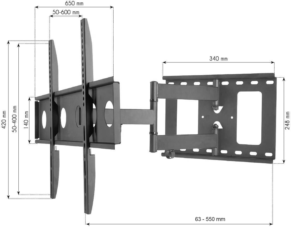 TECHly ICA-PLB-148L TV-Wandhalterung Integrierte Wasserwaage, Neigbar, Schwenkbar 81,3 cm (32") - 165,1 cm (65") Neigbar+Schwenkbar, Rotierbar