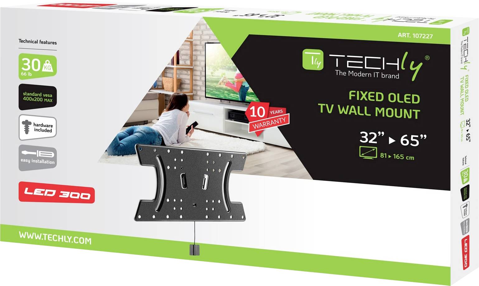 TECHly ICA-LCD-24O TV-Wandhalterung 81,3 cm (32") - 165,1 cm (65") Starr Geeignet für Curved-TV's