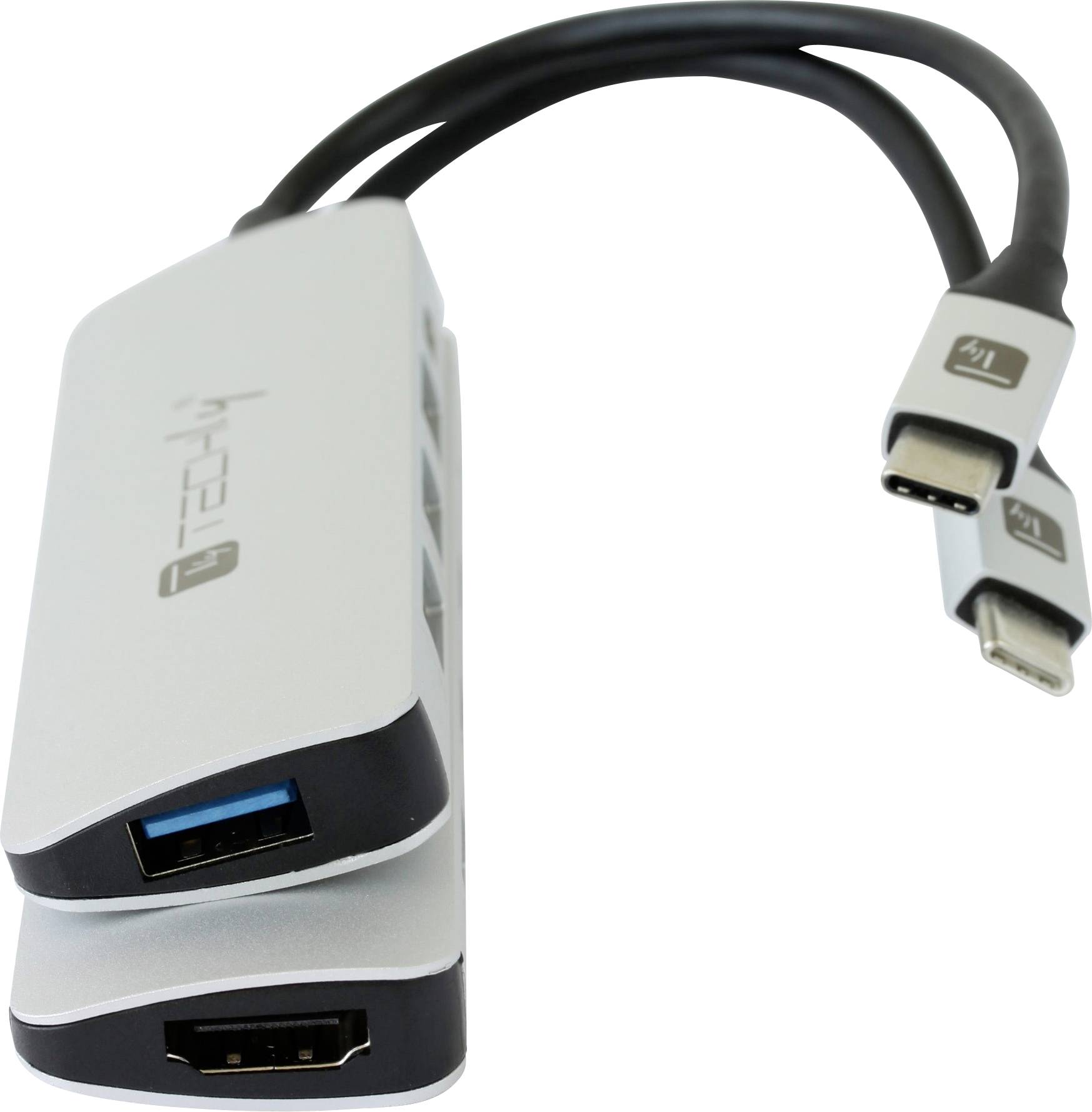 TECHly IUSB31C-HUB4TLY USB-Hub USB-A (USB 3.2 Gen 1), USB-C® Aluminium (gebürstet) IUSB31C-HUB4TLY