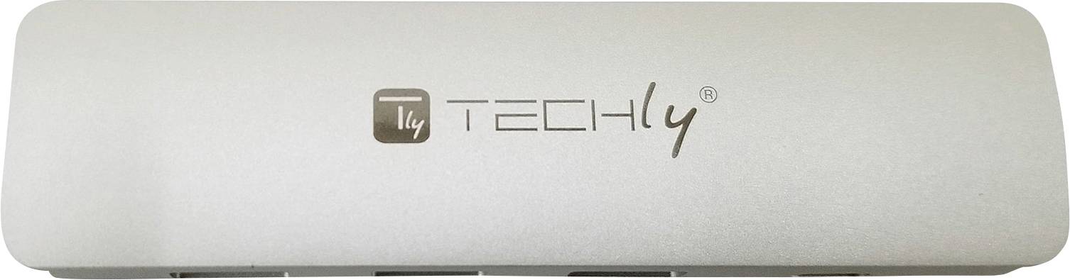 TECHly IUSB31C-HUB4TLY USB-Hub USB-A (USB 3.2 Gen 1), USB-C® Aluminium (gebürstet) IUSB31C-HUB4TLY