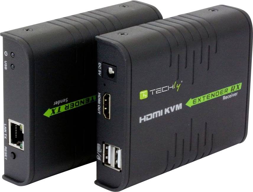 TECHly IDATA-HDMI-KVM2 HDMI®, RJ45, USB-A (USB 2.0) Extender (Verlängerung) über Netzwerkkabel RJ45 120 m