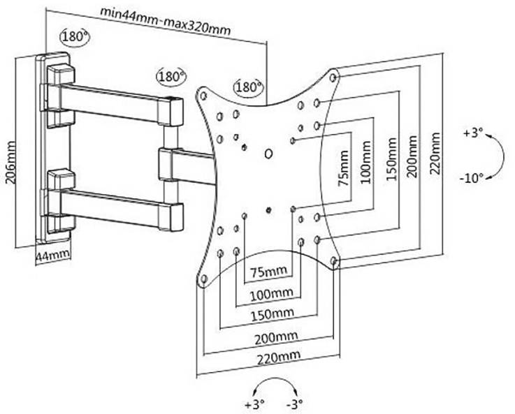TECHly ICA-LCD-2923E TV-Wandhalterung 58,4 cm (23") - 106,7 cm (42") Neigbar, Schwenkbar, Rotierbar