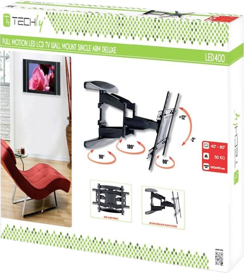 TECHly ICA-PLB-172L TV-Wandhalterung Integrierte Wasserwaage, Neigbar, Schwenkbar 101,6 cm (40") - 203,2 cm (80") Neigbar+Schwenkbar