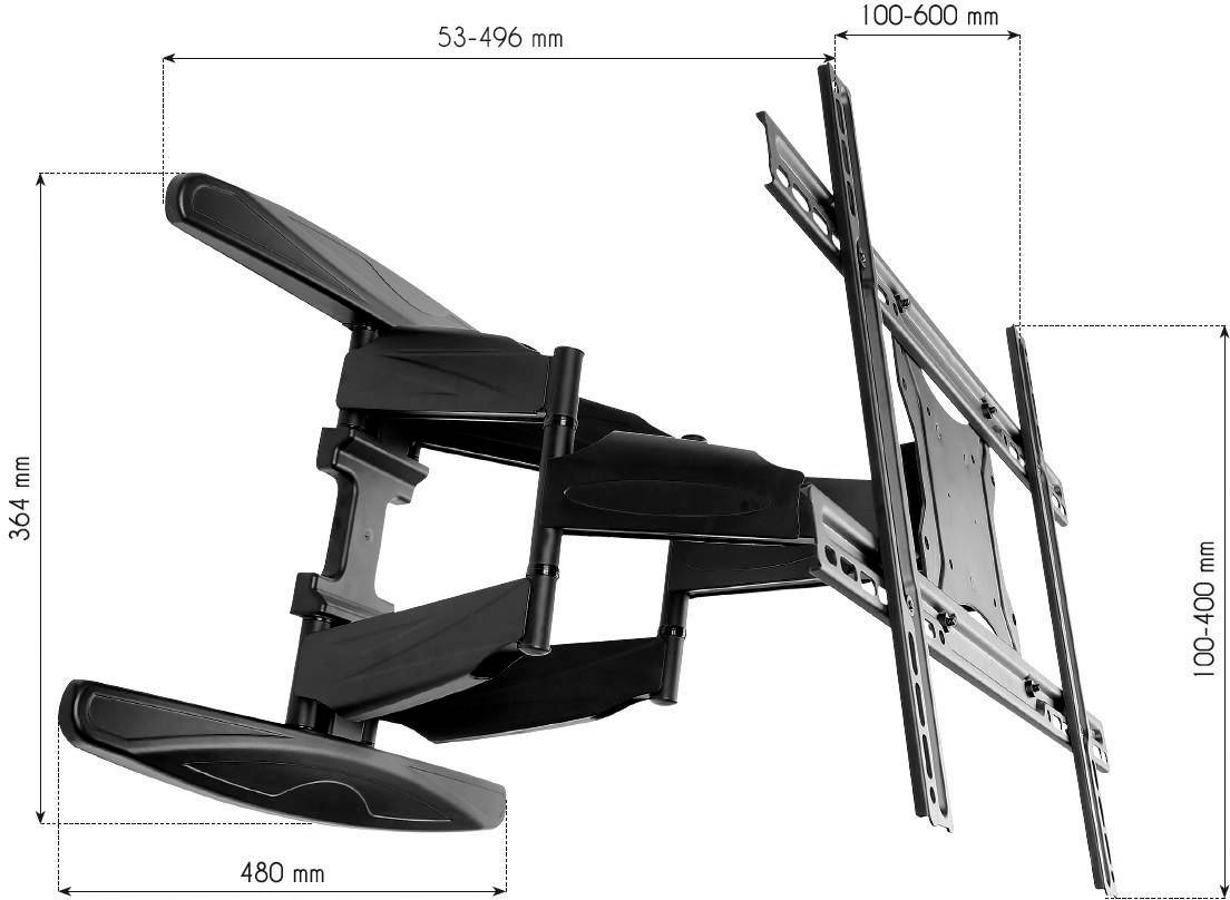 TECHly ICA-PLB-172L TV-Wandhalterung Integrierte Wasserwaage, Neigbar, Schwenkbar 101,6 cm (40") - 203,2 cm (80") Neigbar+Schwenkbar