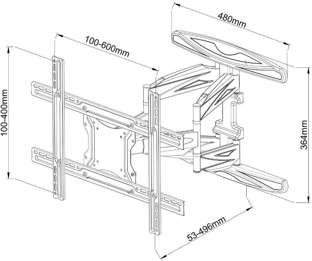 TECHly ICA-PLB-172L TV-Wandhalterung 101,6 cm (40") - 203,2 cm (80") Neigbar, Schwenkbar
