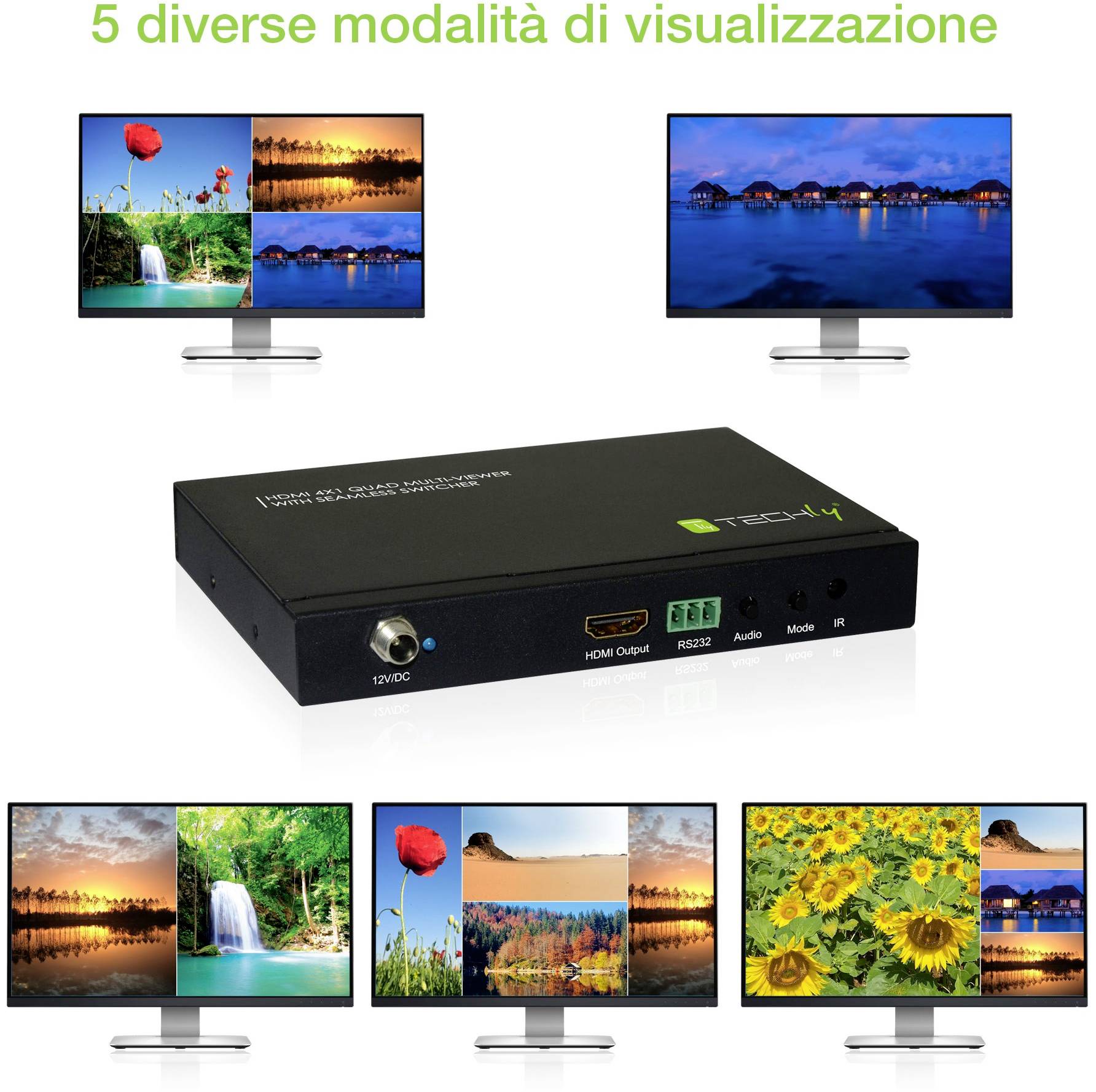TECHly IDATA-HDMI-41MV HDMI Quad Multi-Viewer 1920 x 1080 Pixel