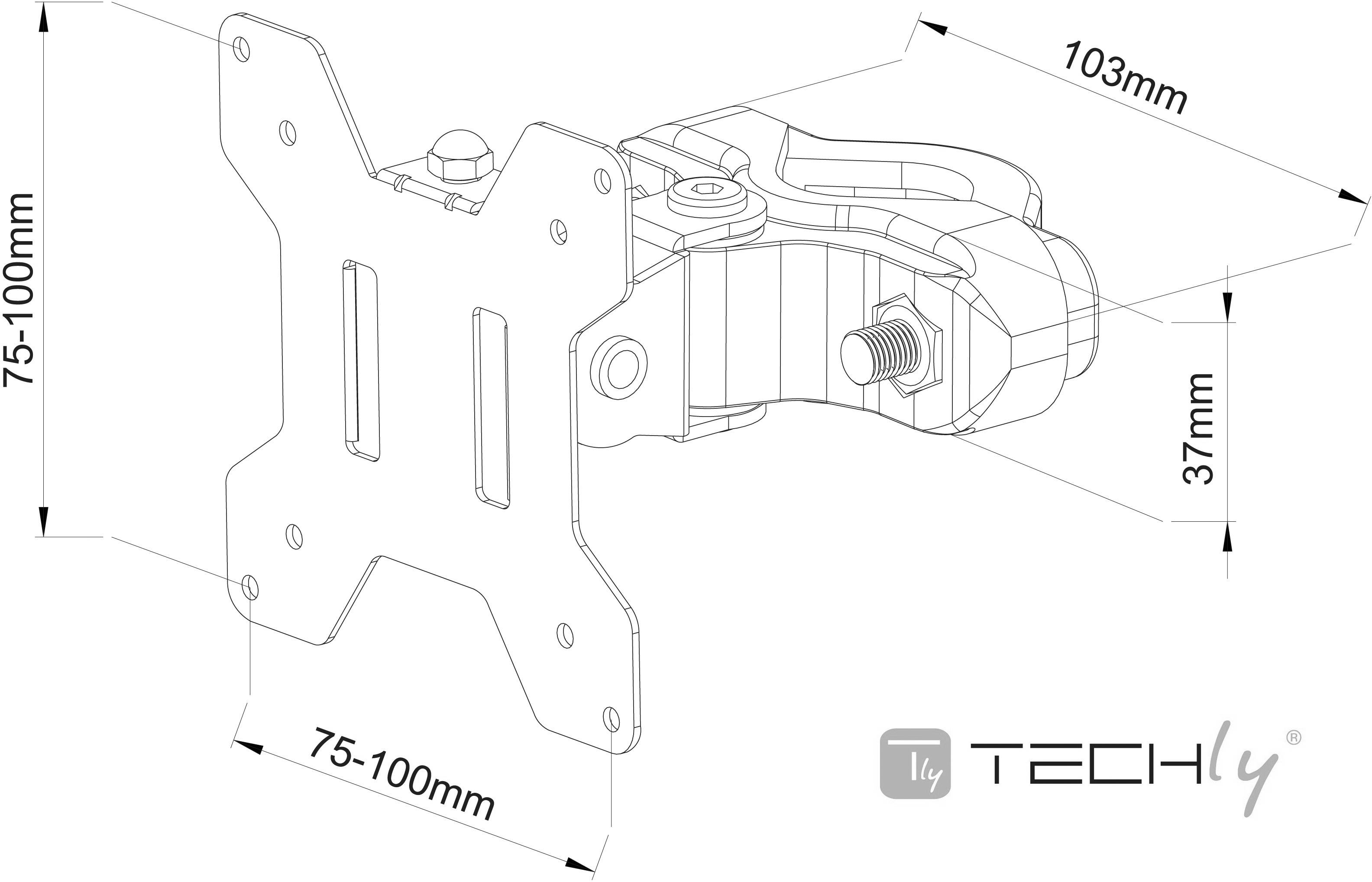 TECHly ICA-LCD-100BK 1fach Monitorhalterung 33,0 cm (13") - 76,2 cm (30") Schwarz Rotierbar, Neigbar, Schwenkbar
