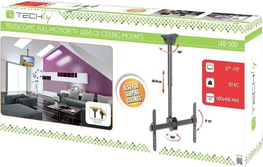 TECHly ICA-CPLB-946S TV-Deckenhalterung 94,0 cm (37") - 177,8 cm (70") Deckenhalter, Neigbar, Schwenkbar