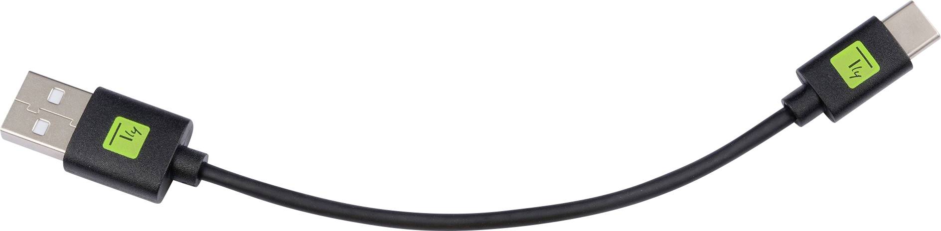 TECHly USB-Kabel USB-C® Stecker, USB-A Stecker 0.10 m Schwarz ICOC-MUSB20-CMAM01T