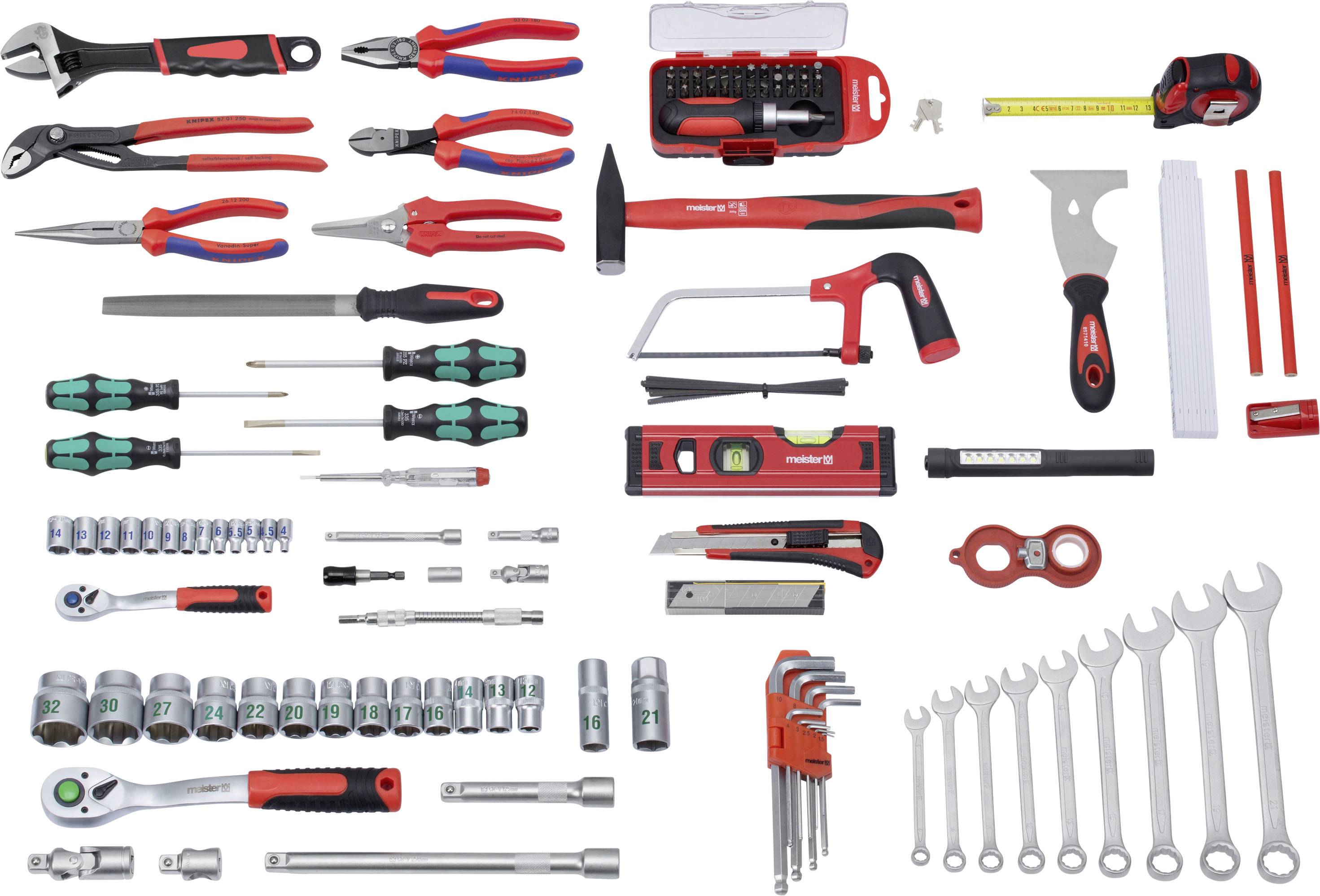 Meister Werkzeuge WU8973750 Universal Werkzeugkoffer bestückt 131teilig (L x B x H) 460 x 320 x 140mm