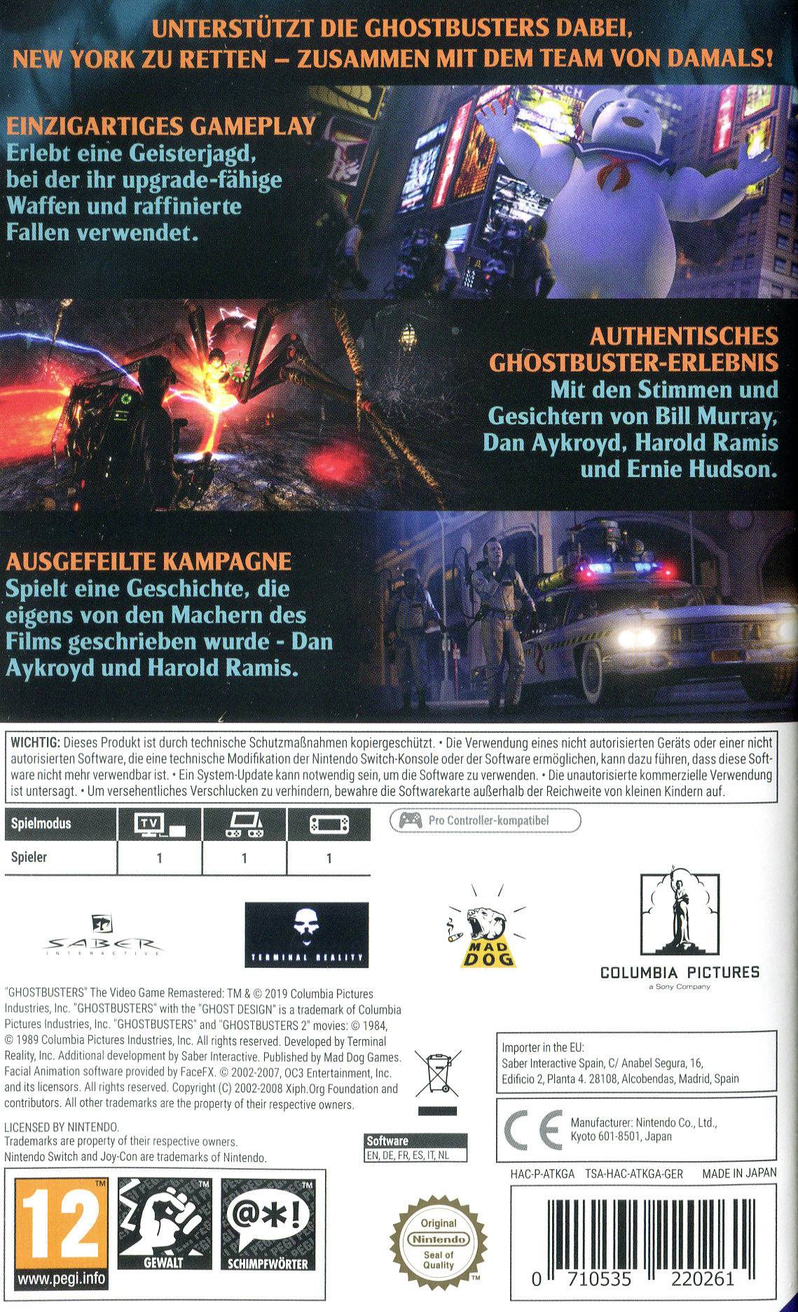 Ghostbusters The Video Game Remastered Nintendo Switch USK: 12