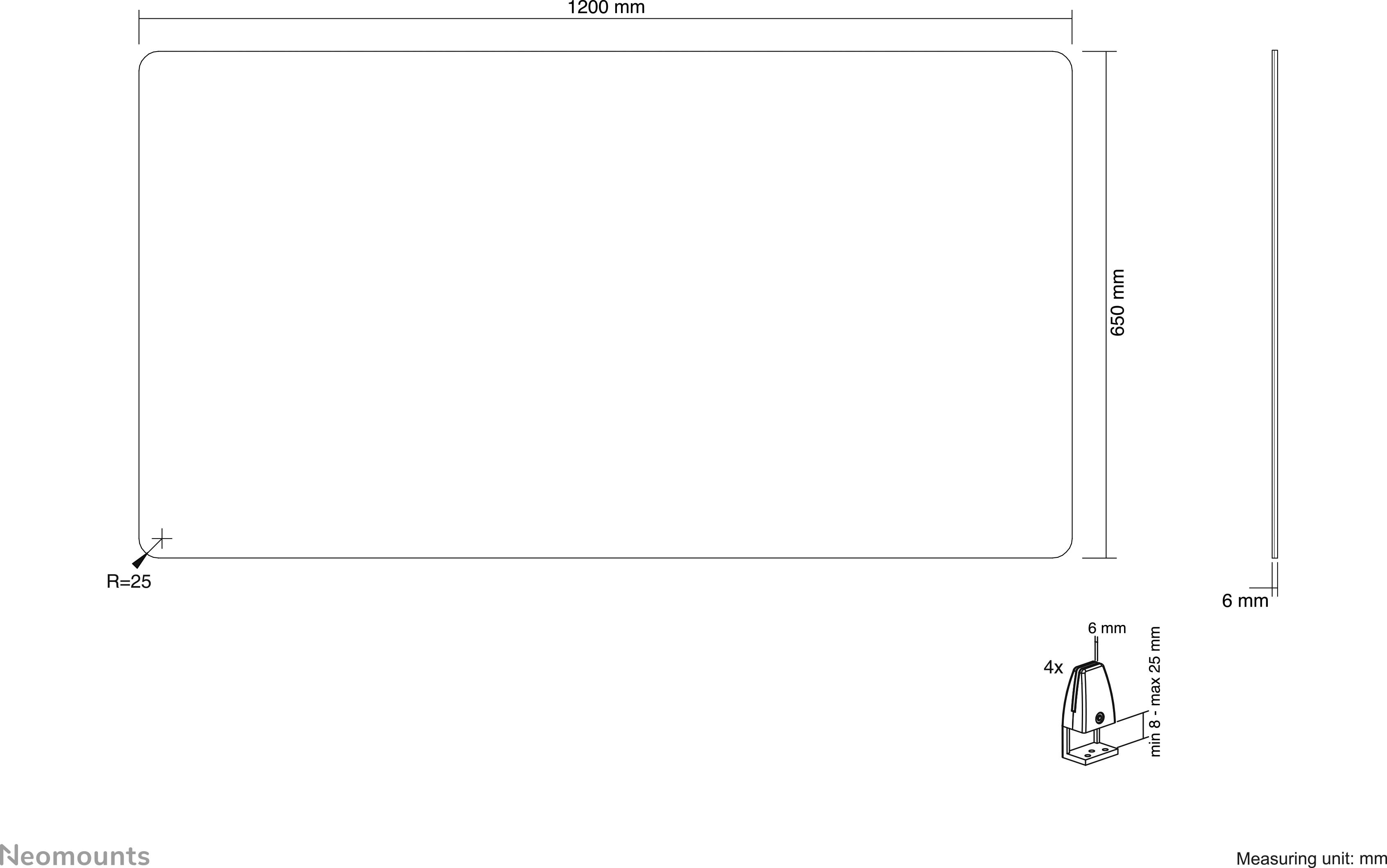 Neomounts NS-GLSPROTECT120 NS-GLSPROTECT120 Mobile Schutzwand Glas (B x H x T) 120 x 65 x 0.6cm