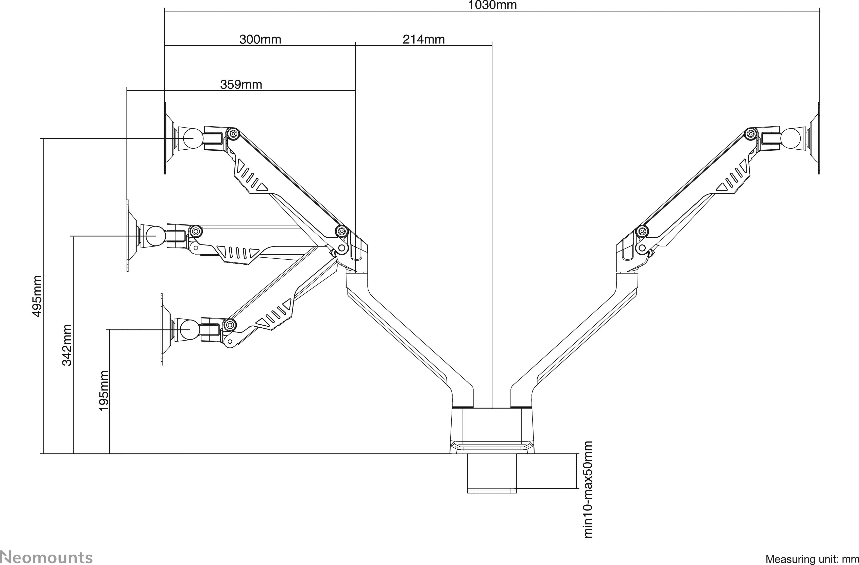 Neomounts FPMA-D750DSILVER 2fach Monitor-Tischhalterung 25,4cm (10") - 81,3cm (32") Schwenkbar, Rotierbar, Neigbar Grau