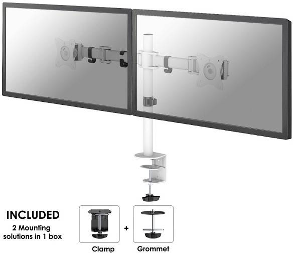 Neomounts by Newstar NM-D135DWHITE 2fach Monitor-Tischhalterung 25,4cm (10") - 68,6cm (27") Rotierbar, Schwenkbar, Neigbar Weiß