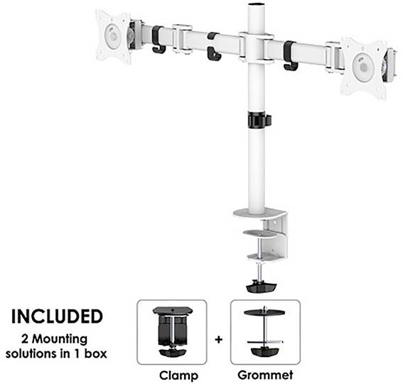 Neomounts by Newstar NM-D135DWHITE 2fach Monitor-Tischhalterung 25,4cm (10") - 68,6cm (27") Rotierbar, Schwenkbar, Neigbar Weiß