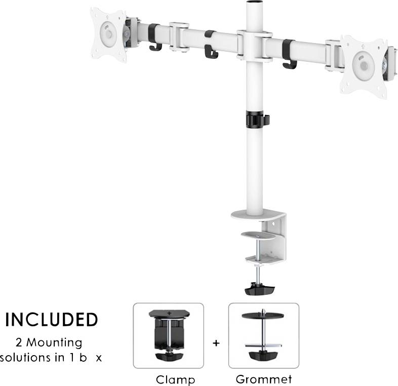 Neomounts by Newstar NM-D135DWHITE 2fach Monitor-Tischhalterung 25,4cm (10") - 68,6cm (27") Rotierbar, Schwenkbar, Neigbar Weiß