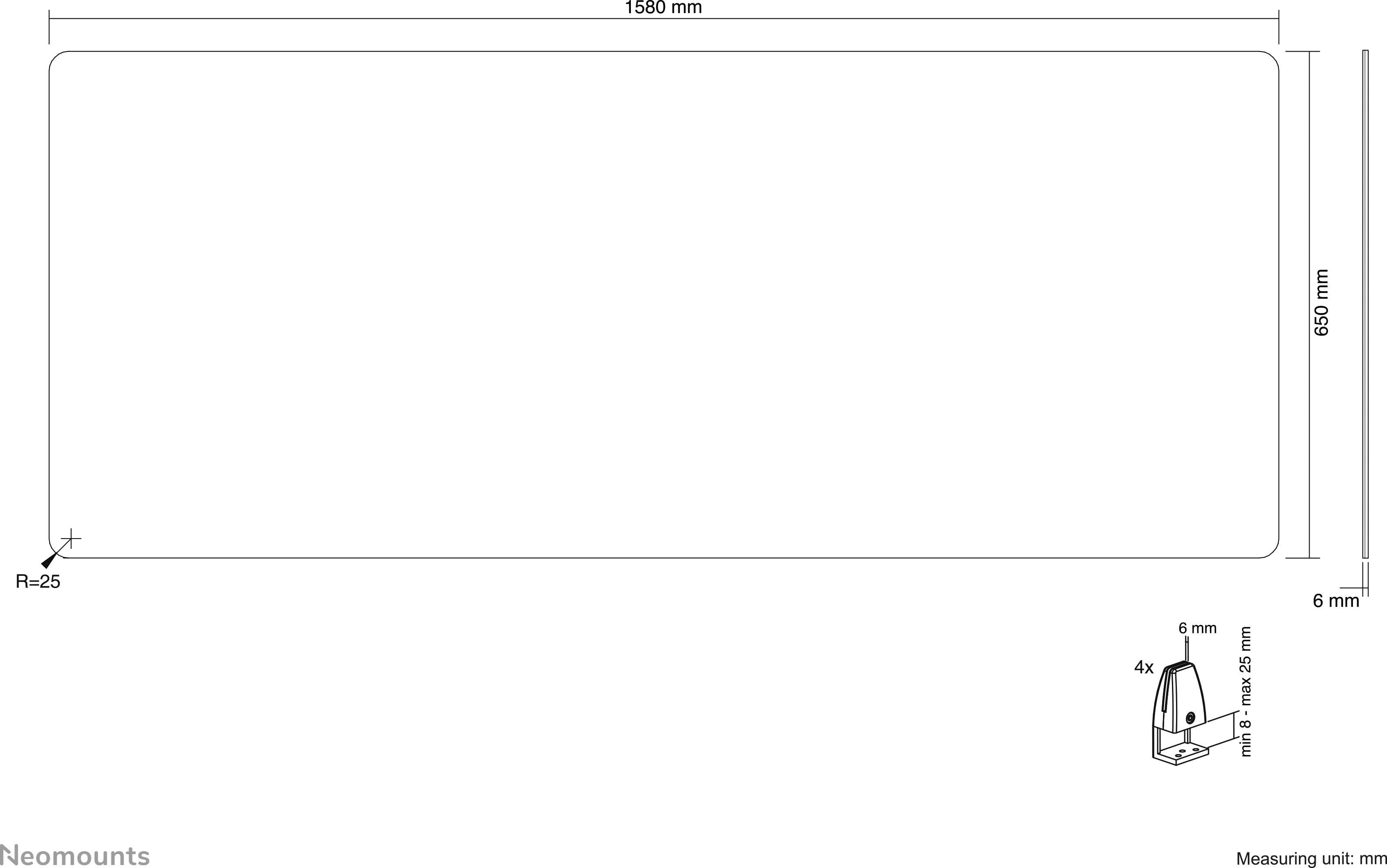 Neomounts NS-GLSPROTECT160 NS-GLSPROTECT160 Mobile Schutzwand Glas (B x H x T) 158 x 65 x 0.6cm