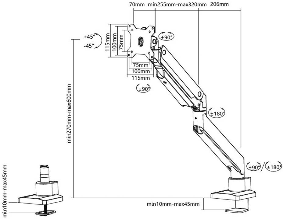 Neomounts by Newstar NM-D775WHITE 1fach Monitor-Tischhalterung 25,4cm (10") - 81,3cm (32") Schwenkbar, Rotierbar, Neigbar Weiß