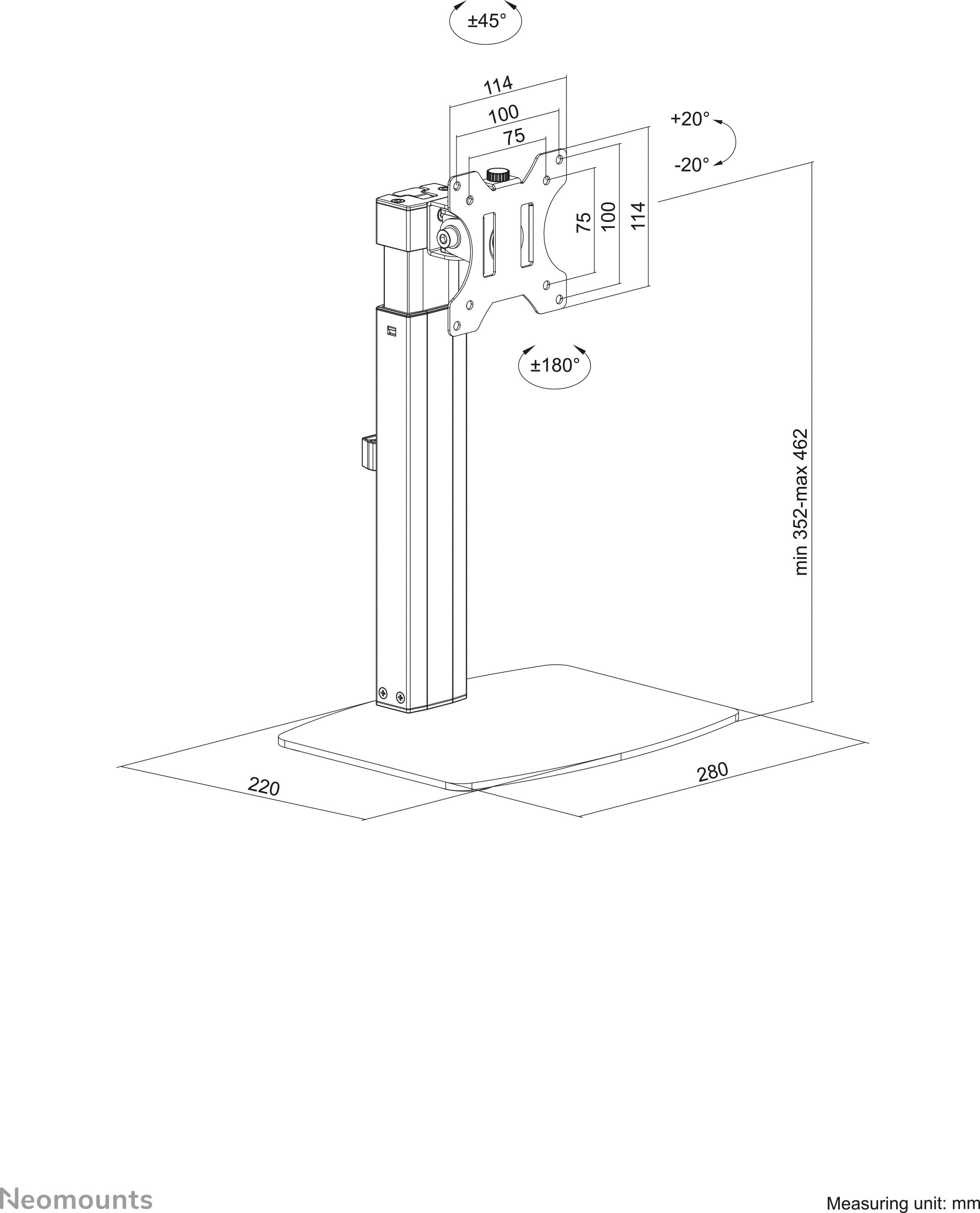 Neomounts FPMA-D865BLACK 1fach Monitor-Tischhalterung 25,4cm (10") - 81,3cm (32") Schwenkbar, Rotierbar, Neigbar, Stand Schwarz