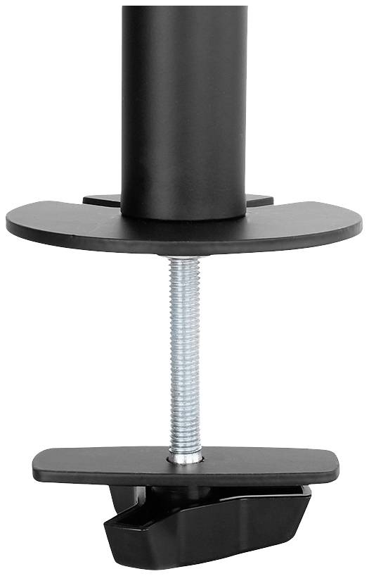 Befestigungsmechanismus eines Tischständers, bestehend aus einer Schraube und Klemme, zur Sicherung an einer Tischplatte.